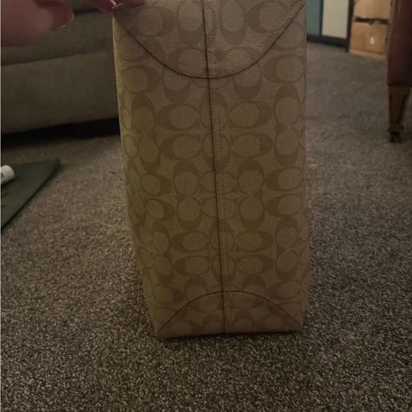 Coach Tan Monogram City Tote Bag with Leather Trim - Picture 6 of 14